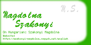 magdolna szakonyi business card